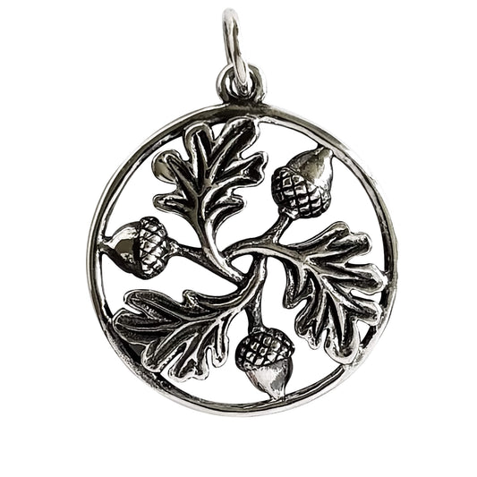 Acorns in Ring Charm in Sterling Silver