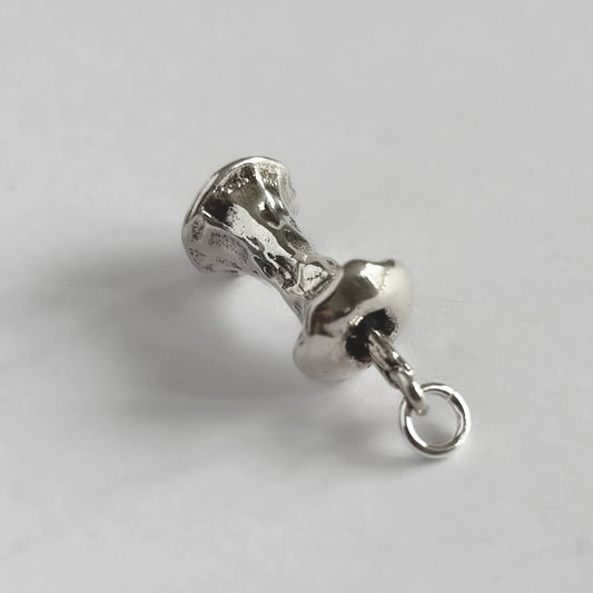 Vintage 3D silver apple core charm