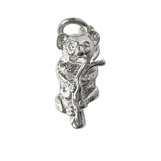 Sterling silver koala on branch charm
