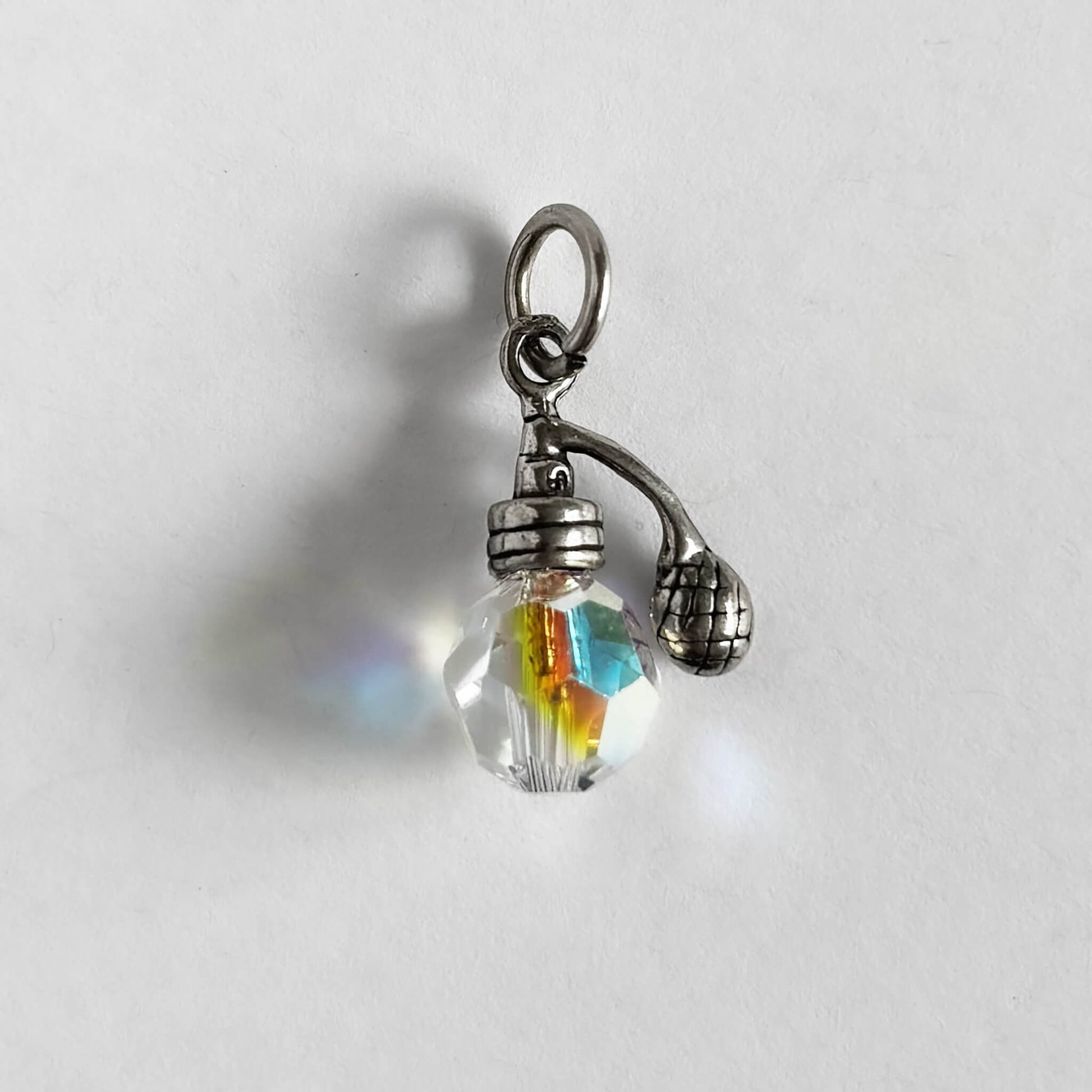Sterling silver and crystal scent bottle charm
