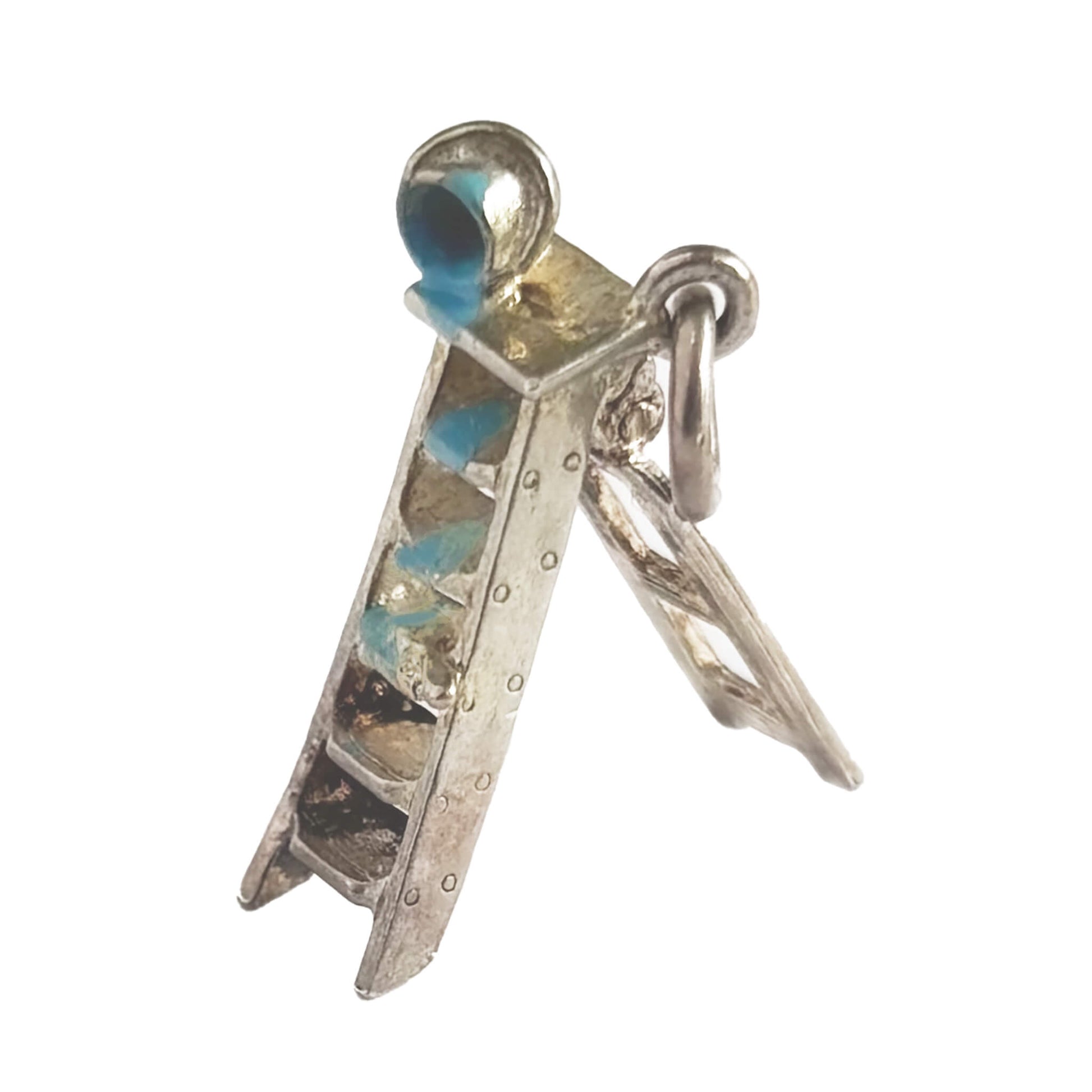 Silver and enamel ladder and can of paint charm