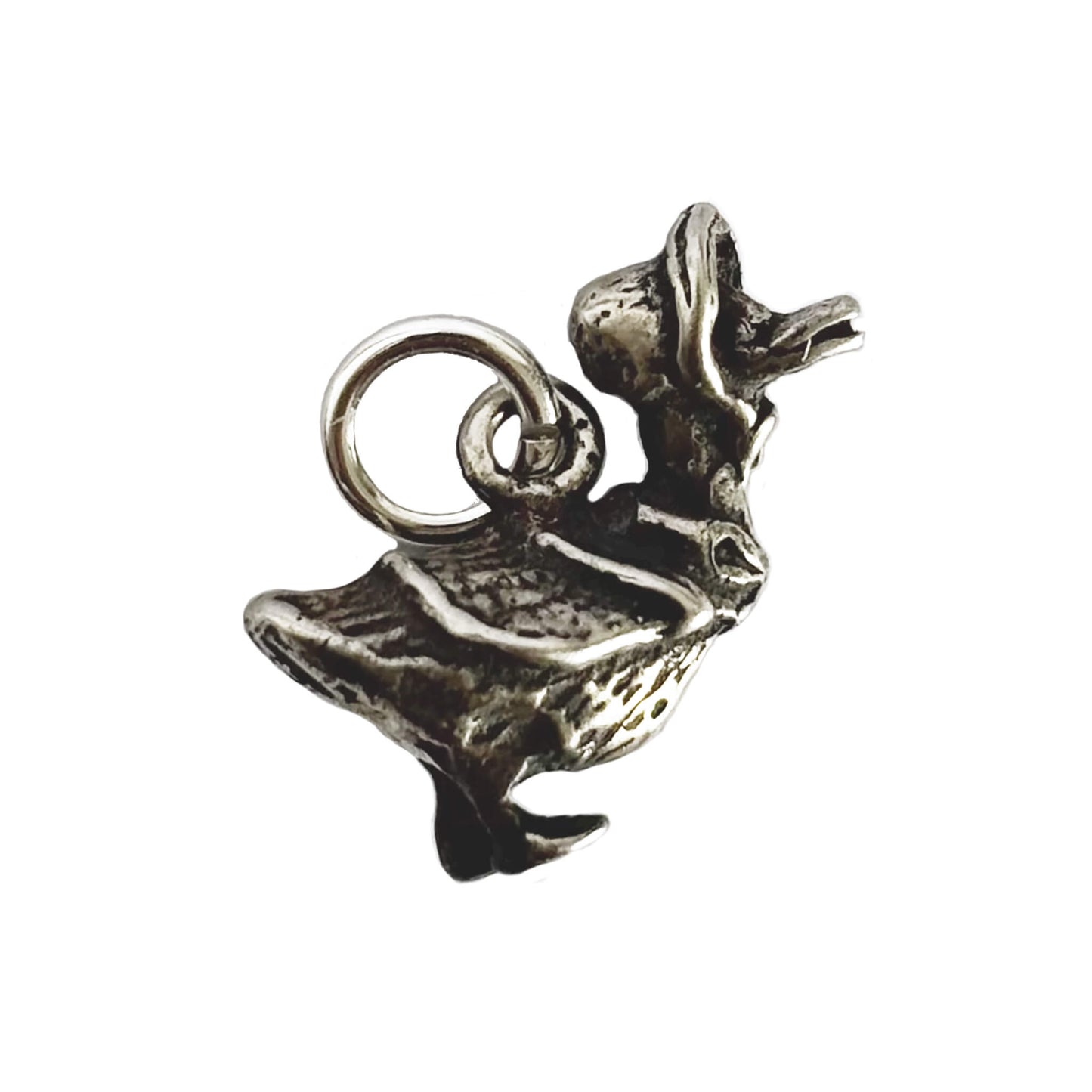 Silver Jemima Puddleduck charm on a white background