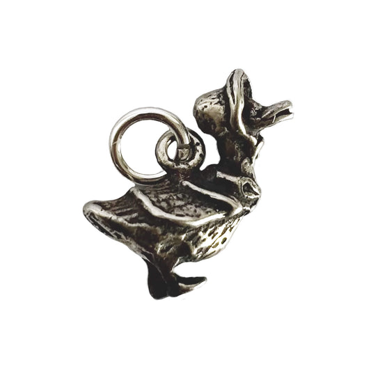 Silver Jemima Puddleduck charm on a white background