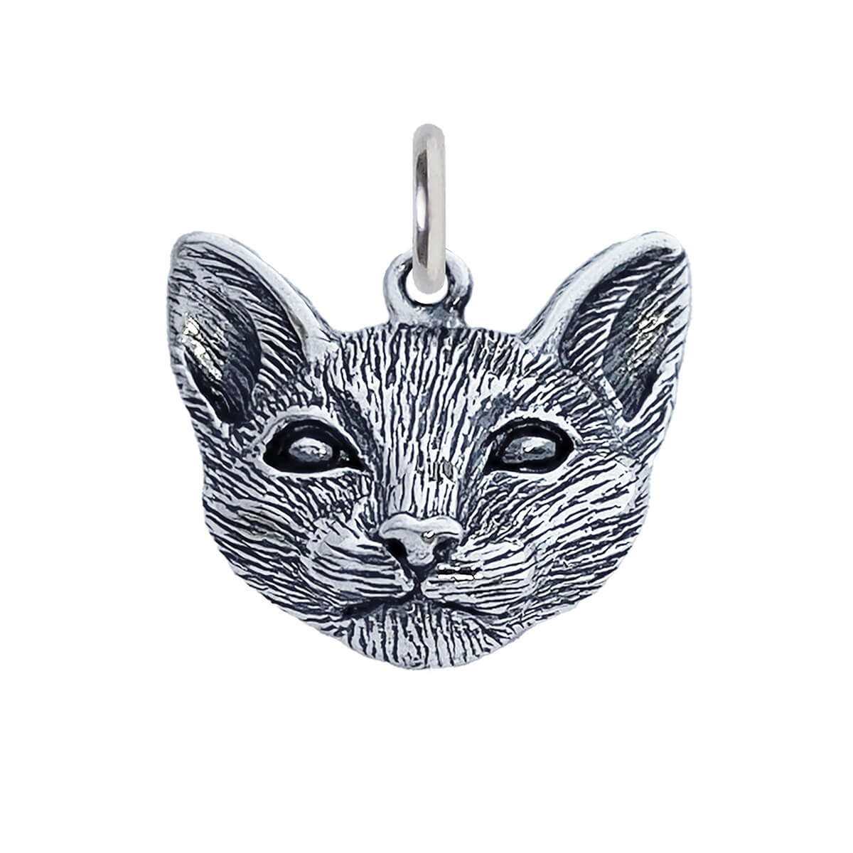 Sterling silver cat face charm from the Charmarama feline jewellery collection