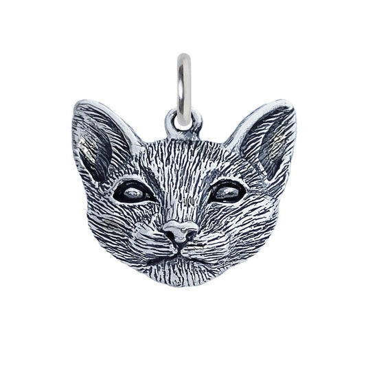 Sterling silver cat face charm from the Charmarama feline jewellery collection