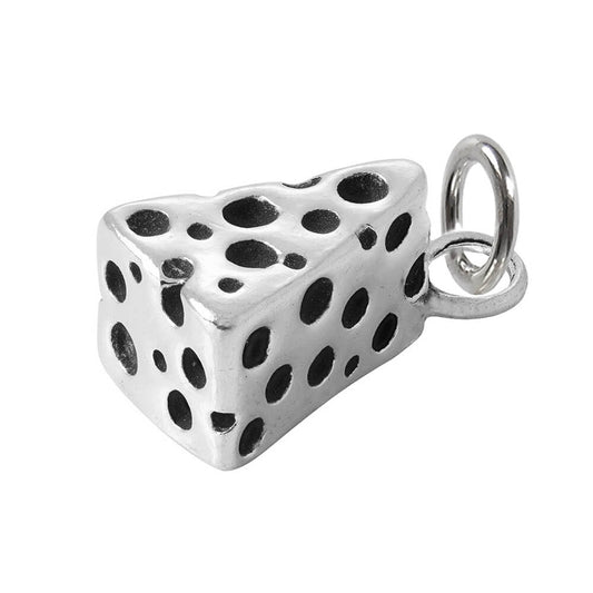 A wedge of cheese charm in sterling silver