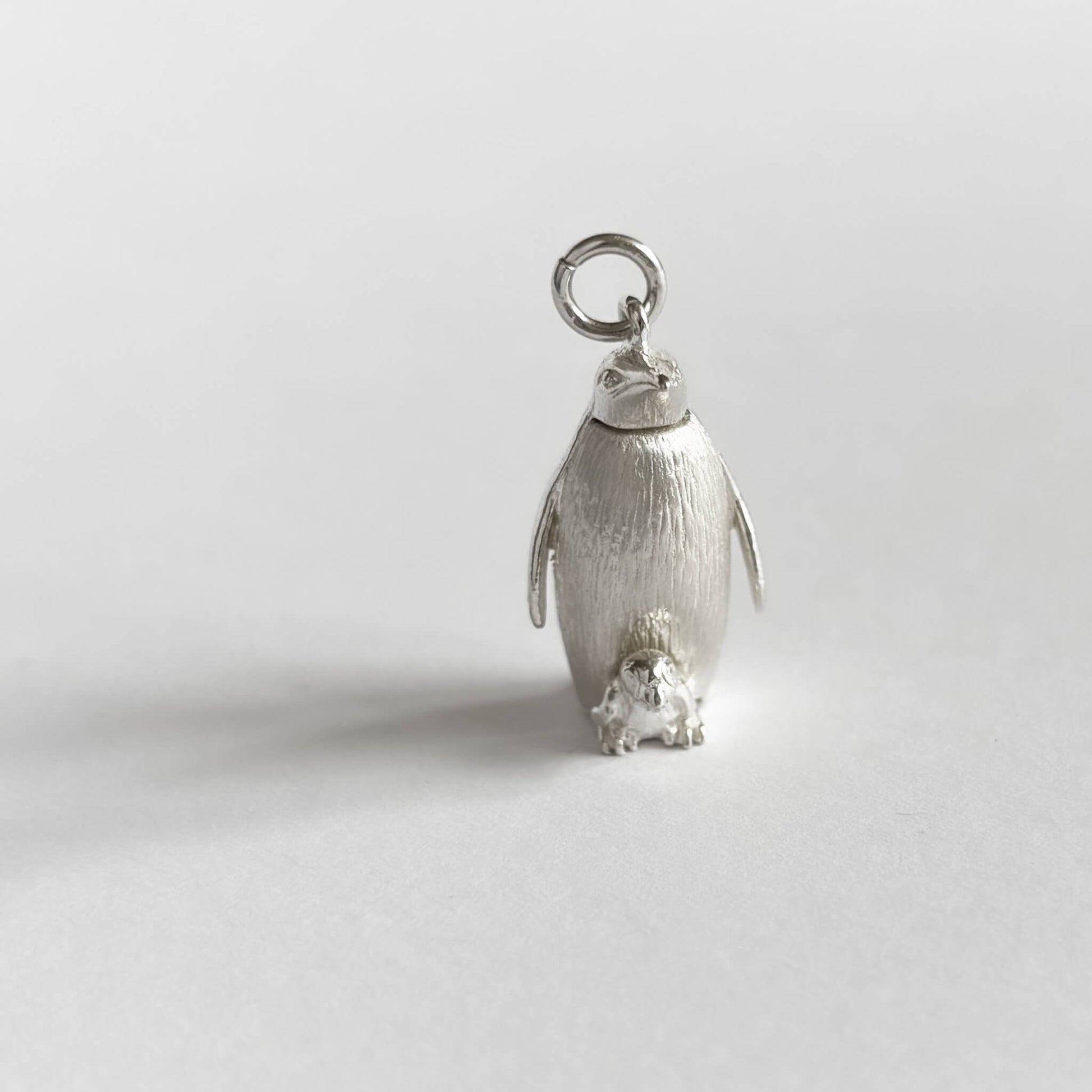 Sterling silver Emperor Penguin and Chick Pendant
