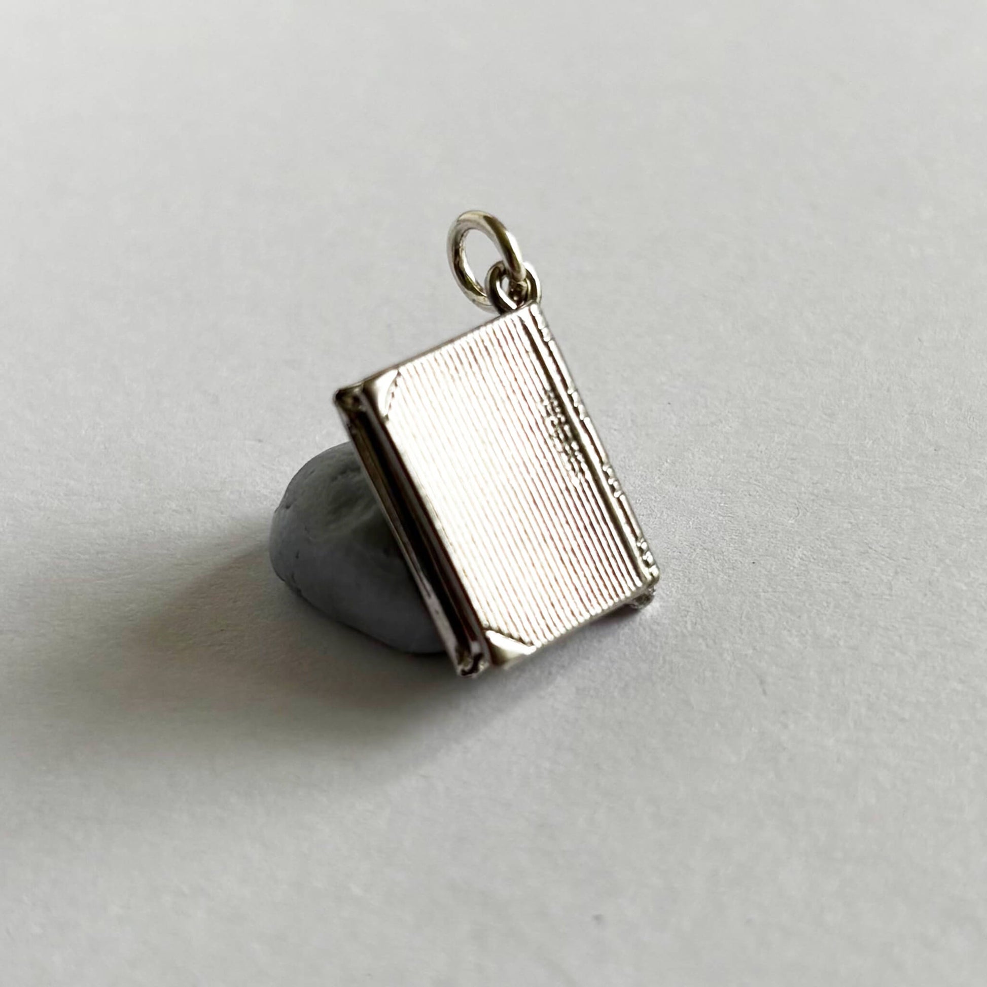 bible charm vintage sterling silver opens to Lord's Prayer