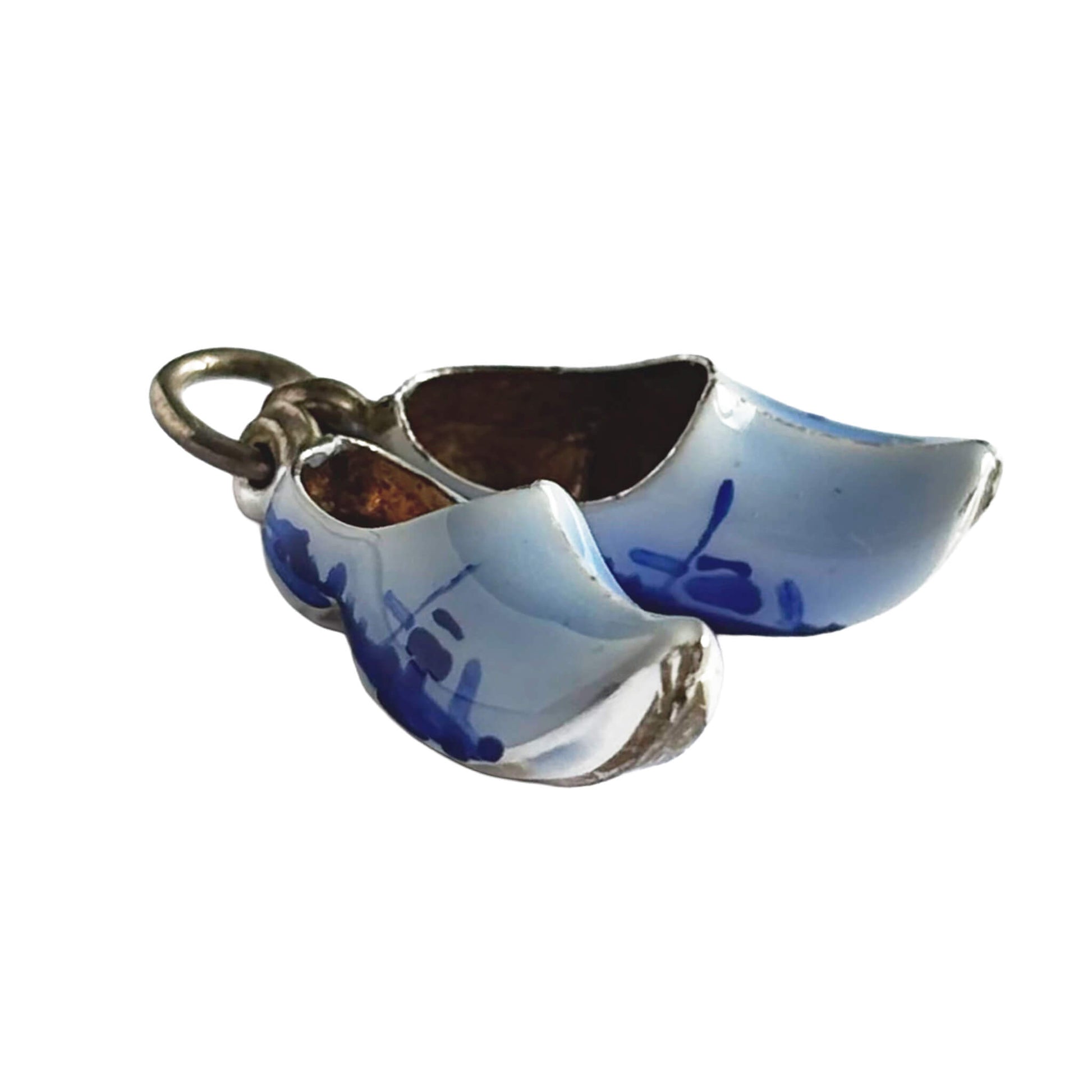 blue and silver dutch clogs charm on white background