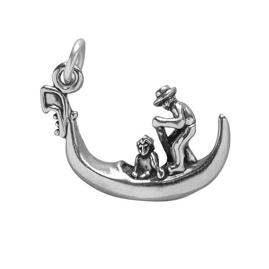 silver gondola charm on a white background