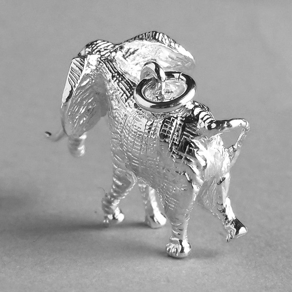 African Elephant Charm Sterling Silver Back