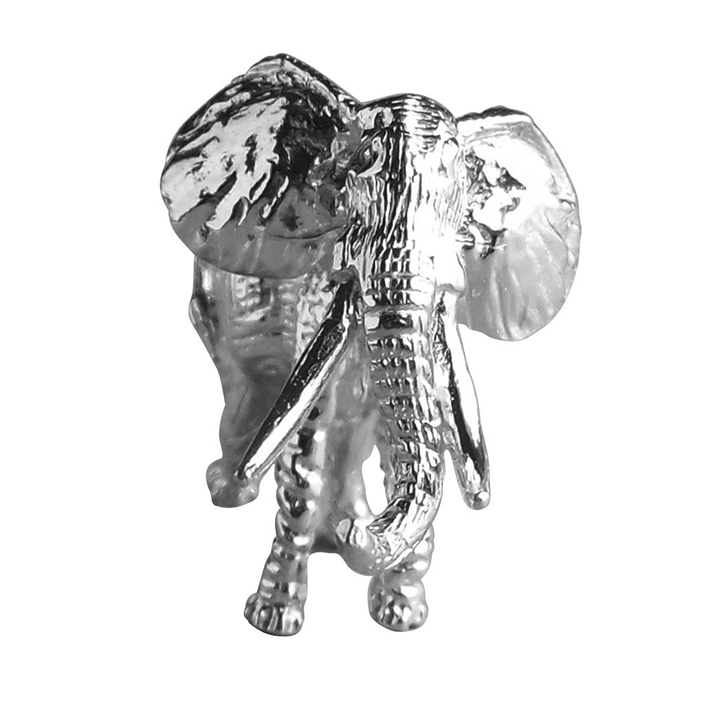 African Elephant Charm Sterling Silver Front