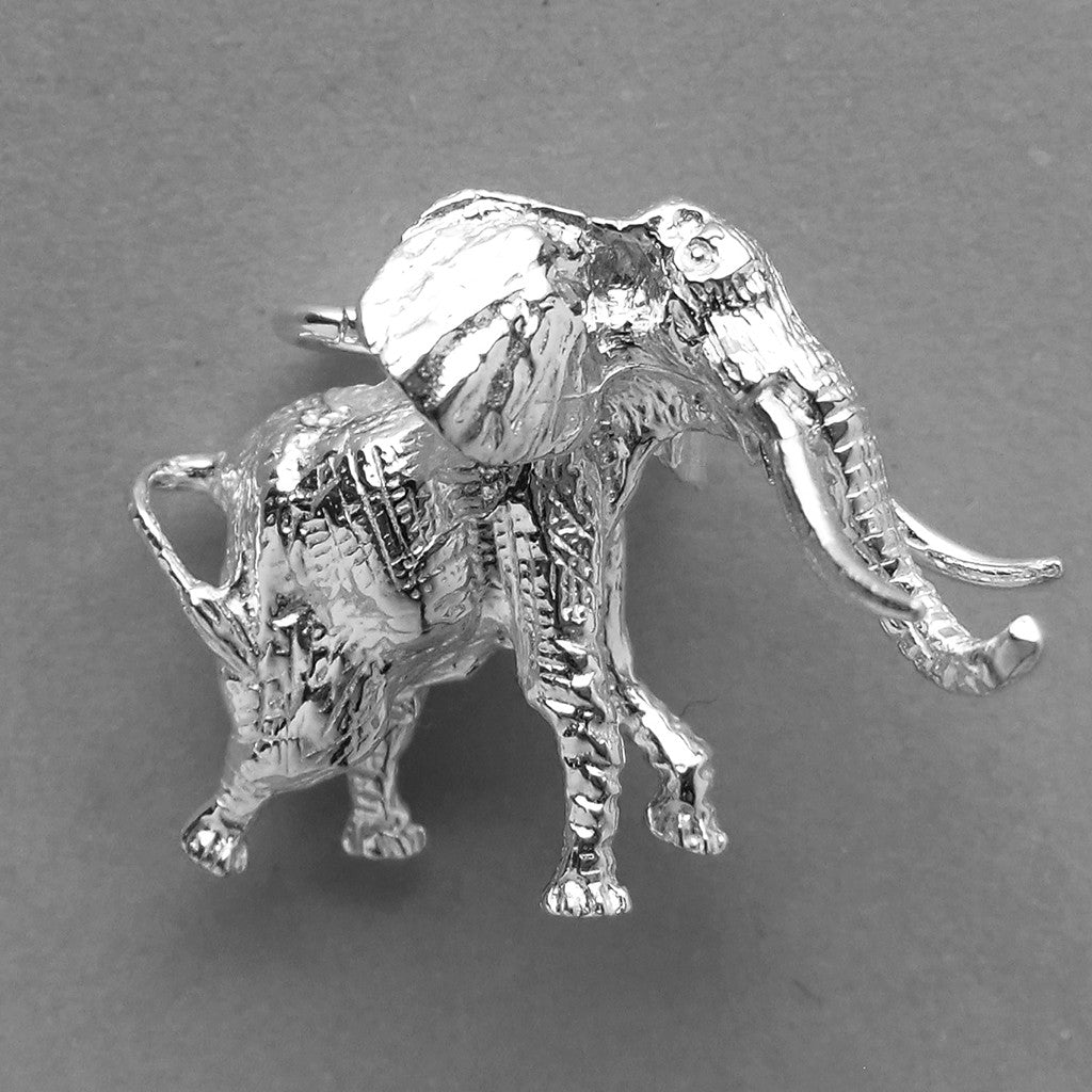African Elephant Charm Sterling Silver Side