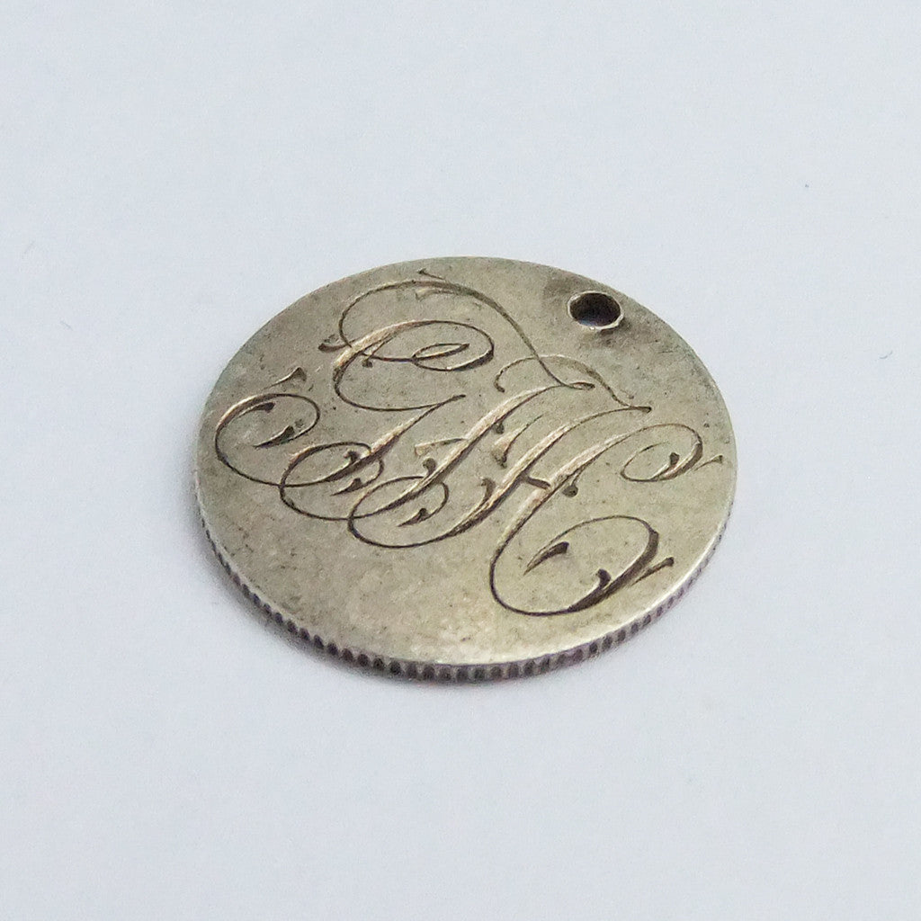 Victorian Love Token Coin Charm Engraved GJH