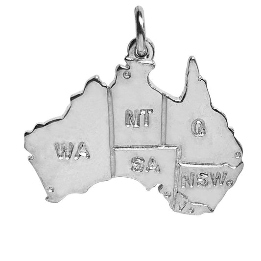 Sterling silver map of Australia charm