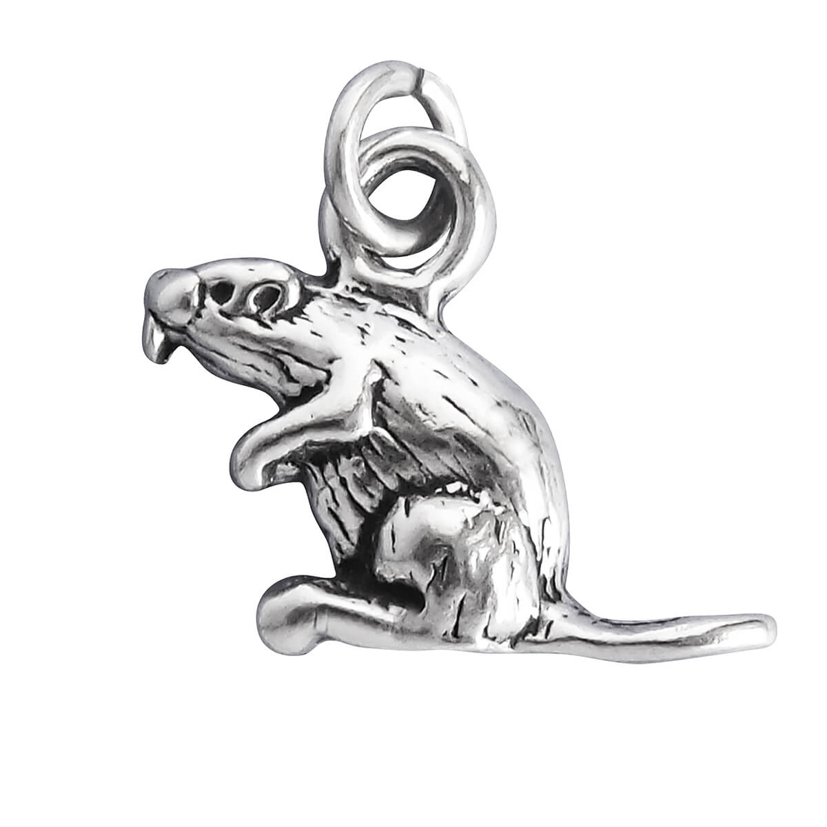 Beaver charm sterling silver animal pendant