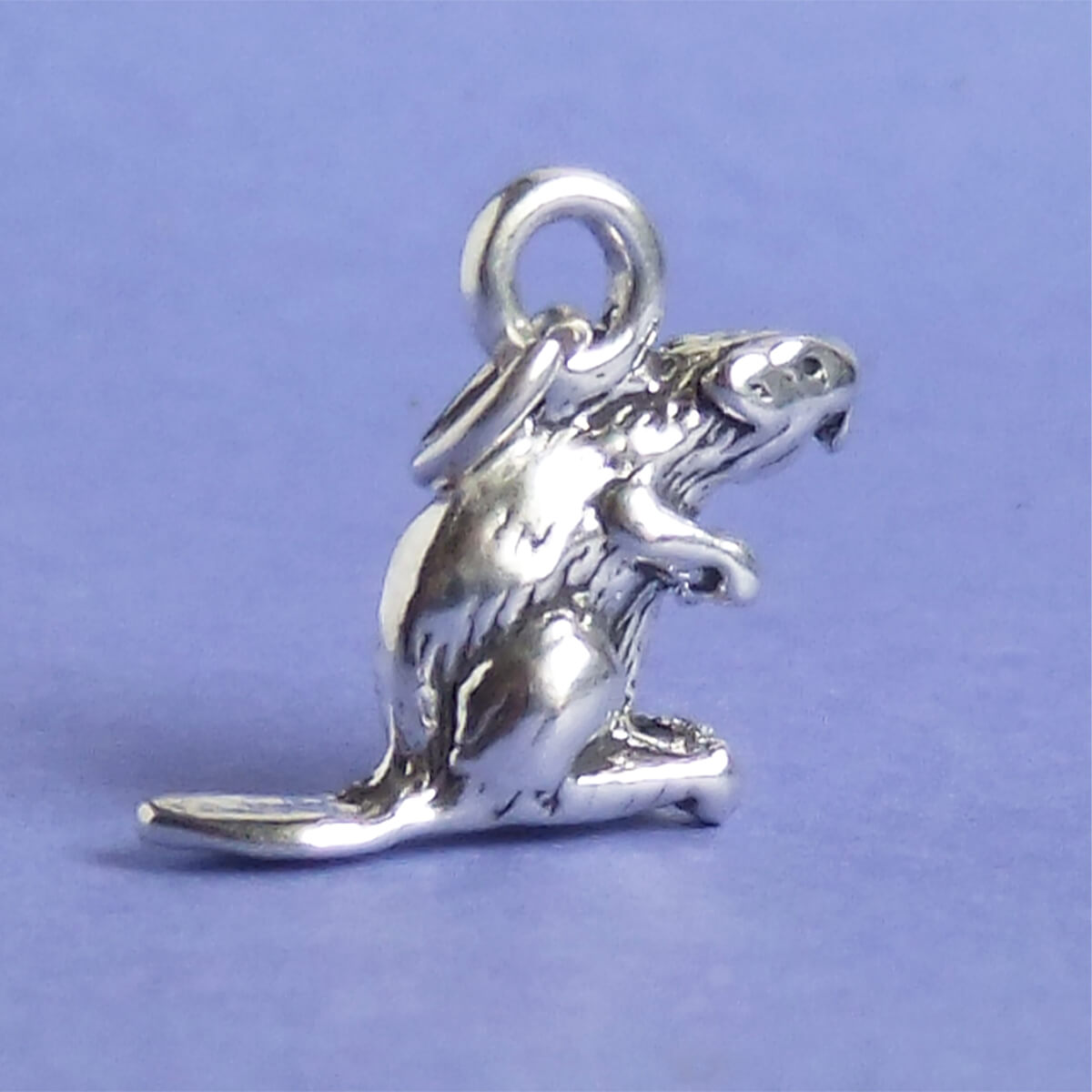 Beaver charm sterling silver wildlife pendant