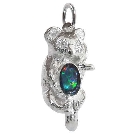 Koala charm opal sterling silver or gold pendant