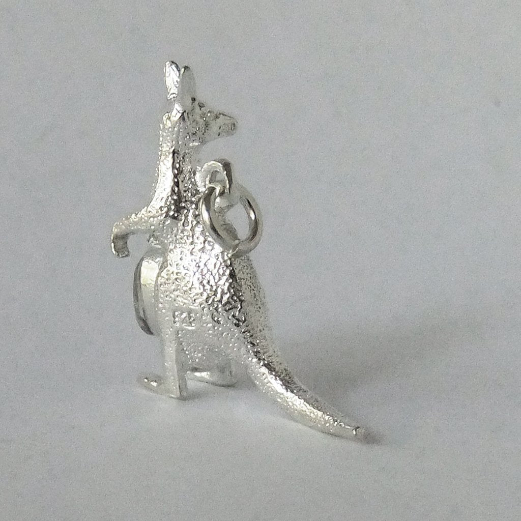 Kangaroo charm with opal sterling silver or gold pendant