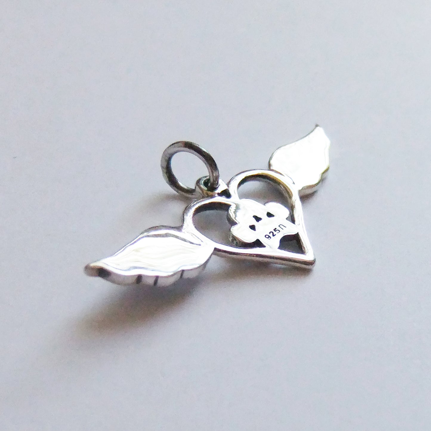 Heart with Wings Paw Print Charm Sterling Silver Pet Pendant