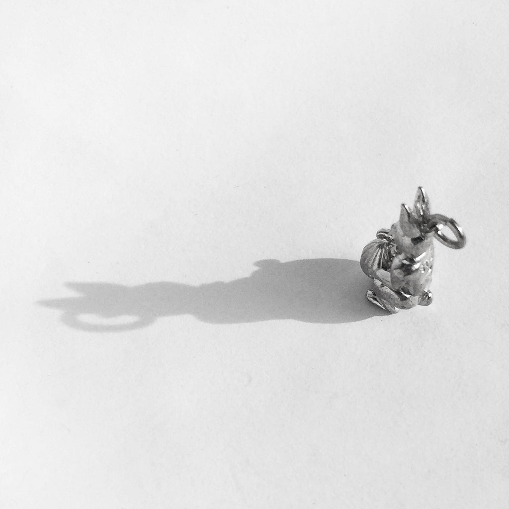 Easter Bunny Rabbit and Egg Sterling Silver Charm