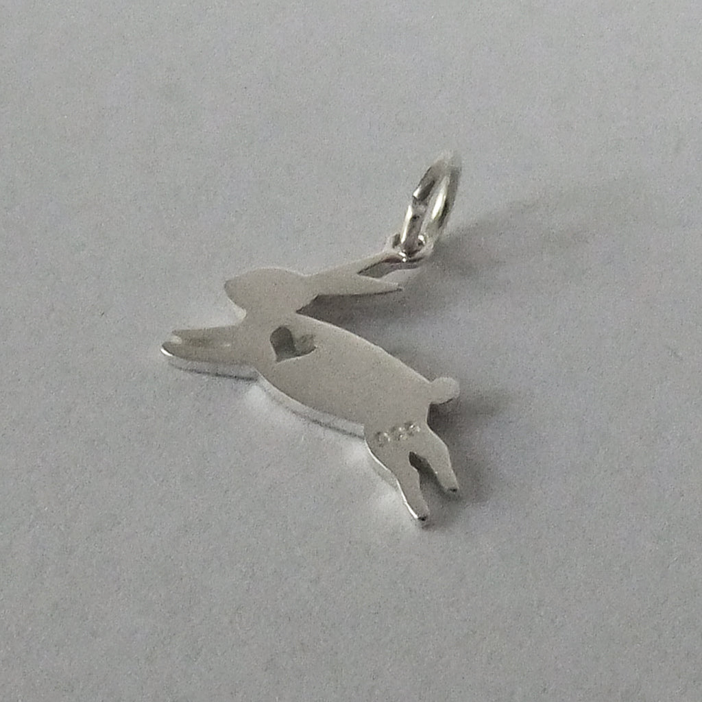 rabbit silhouette with heart charm