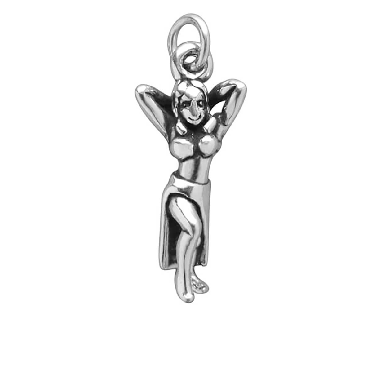 belly dancer charm sterling silver pendant