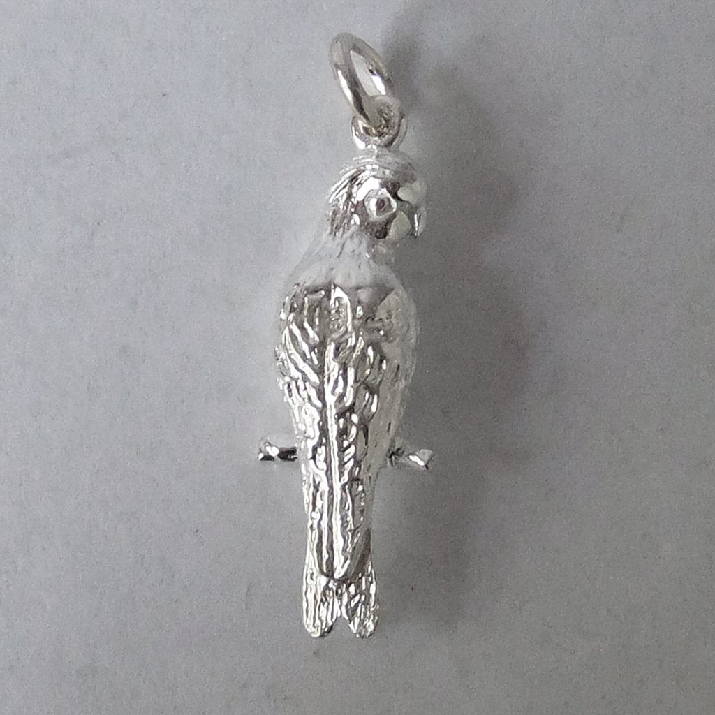 Galah charm sterling silver or gold bird pendant