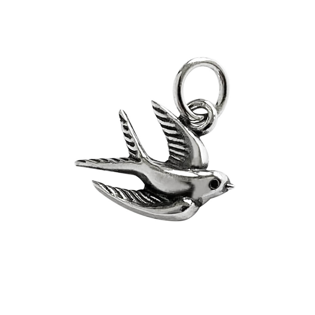 Mini swallow bird charm sterling silver