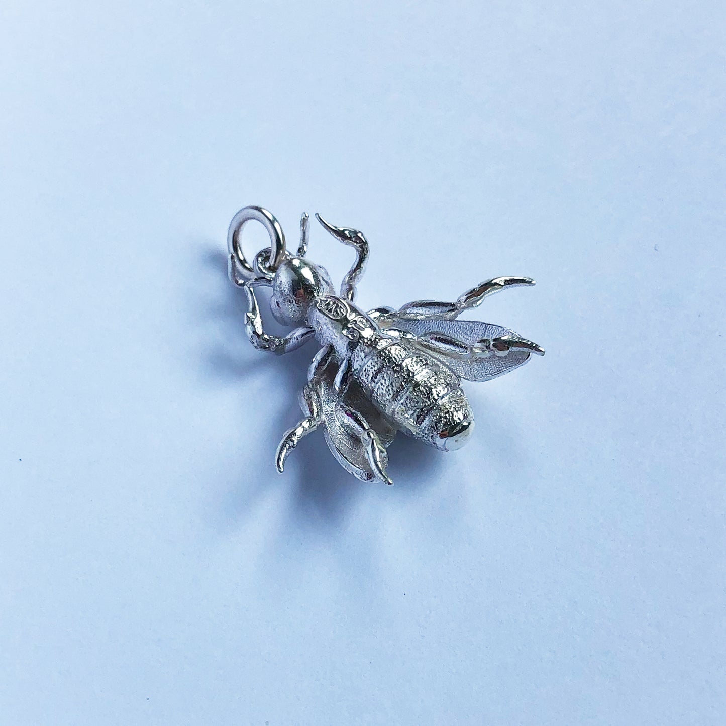 3D Honey Bee Charm Sterling Silver or Gold Pendant