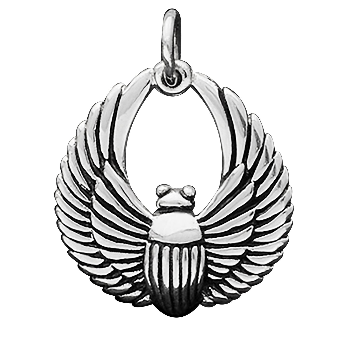 Egyptian Scarab Beetle Charm Sterling Silver Pendant