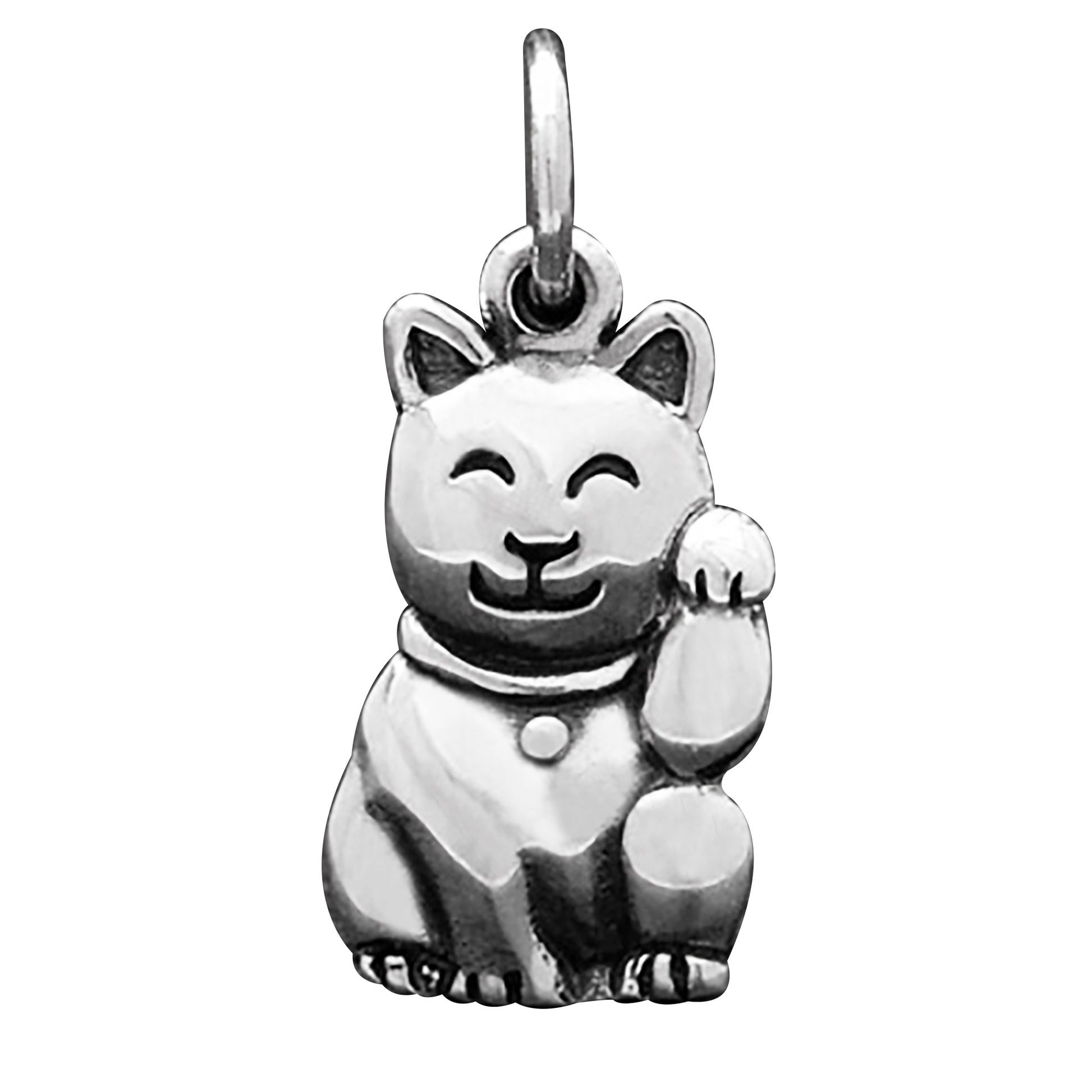 Sterling Silver Lucky Cat Charm - Maneki Neko Charm
