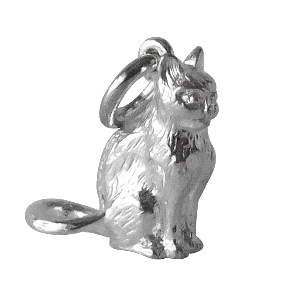 Cat charm sterling silver or gold pendant