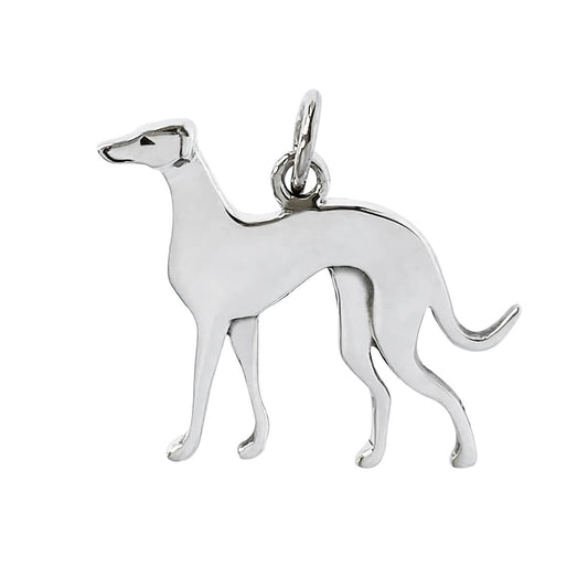 Greyhound charm sterling silver whippet dog pendant