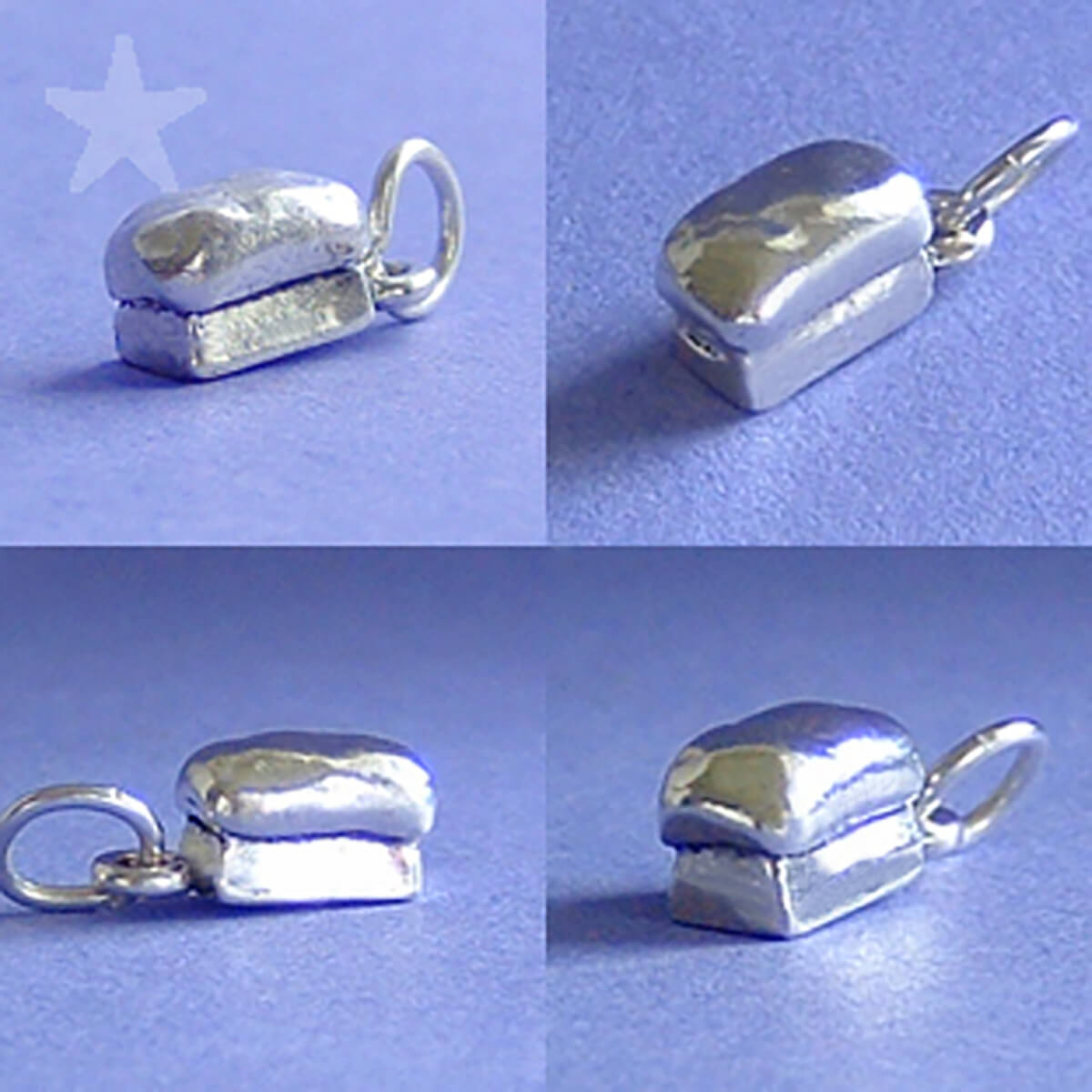 Loaf of bread charm sterling silver food charm