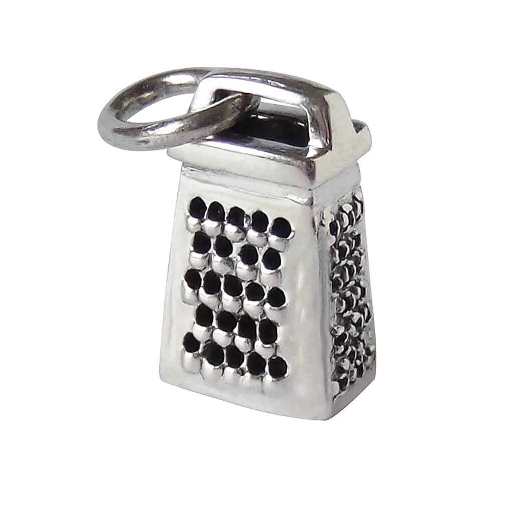 Cheese grater charm sterling silver kitchen chef pendant  from Charmarama Charms