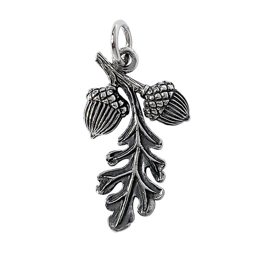 Acorns charm sterling silver oak tree pendant from Charmarama