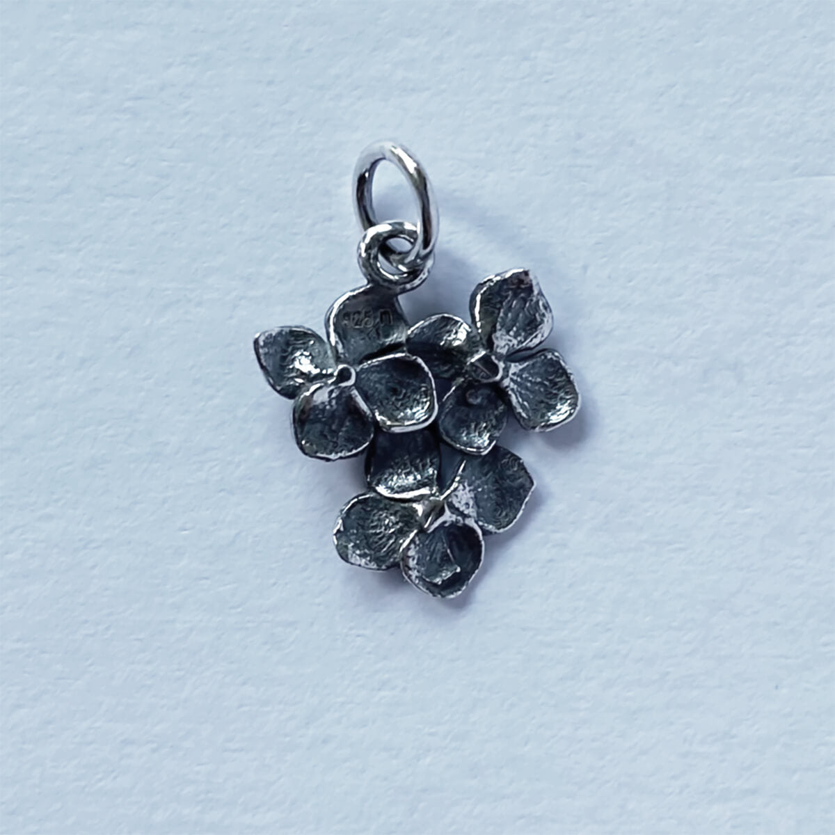 Hydrangea blooms charm sterling silver flower pendant