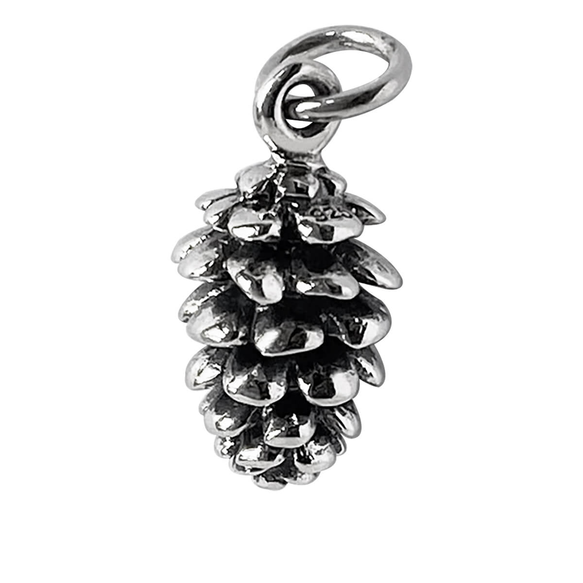 Pine cone charm sterling silver woodland pendant