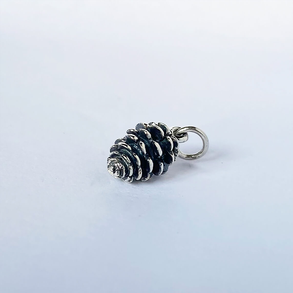 Pinecone charm sterling silver forest pendant