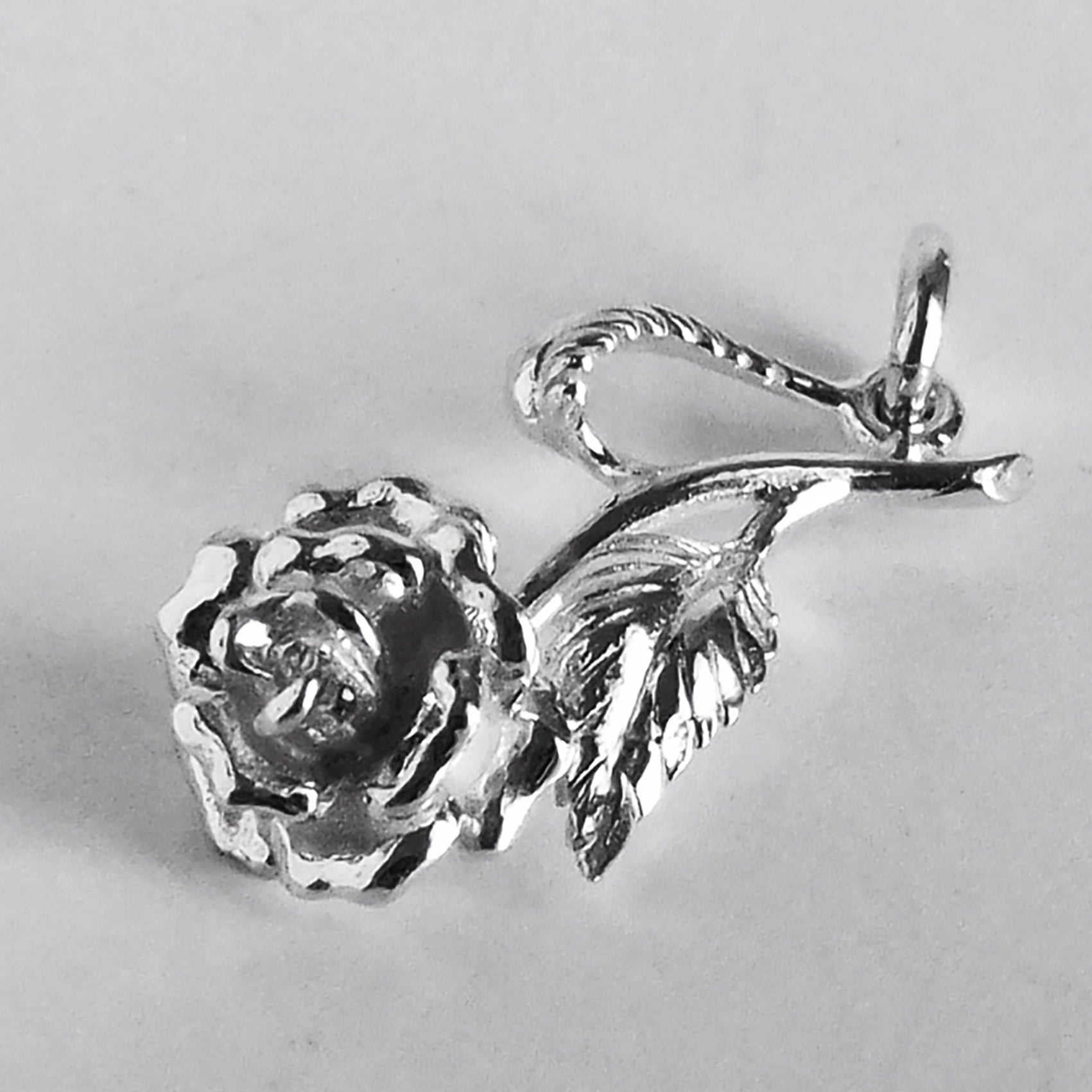 Rose Charm Sterling Silver or Gold Pendant from Charmarama