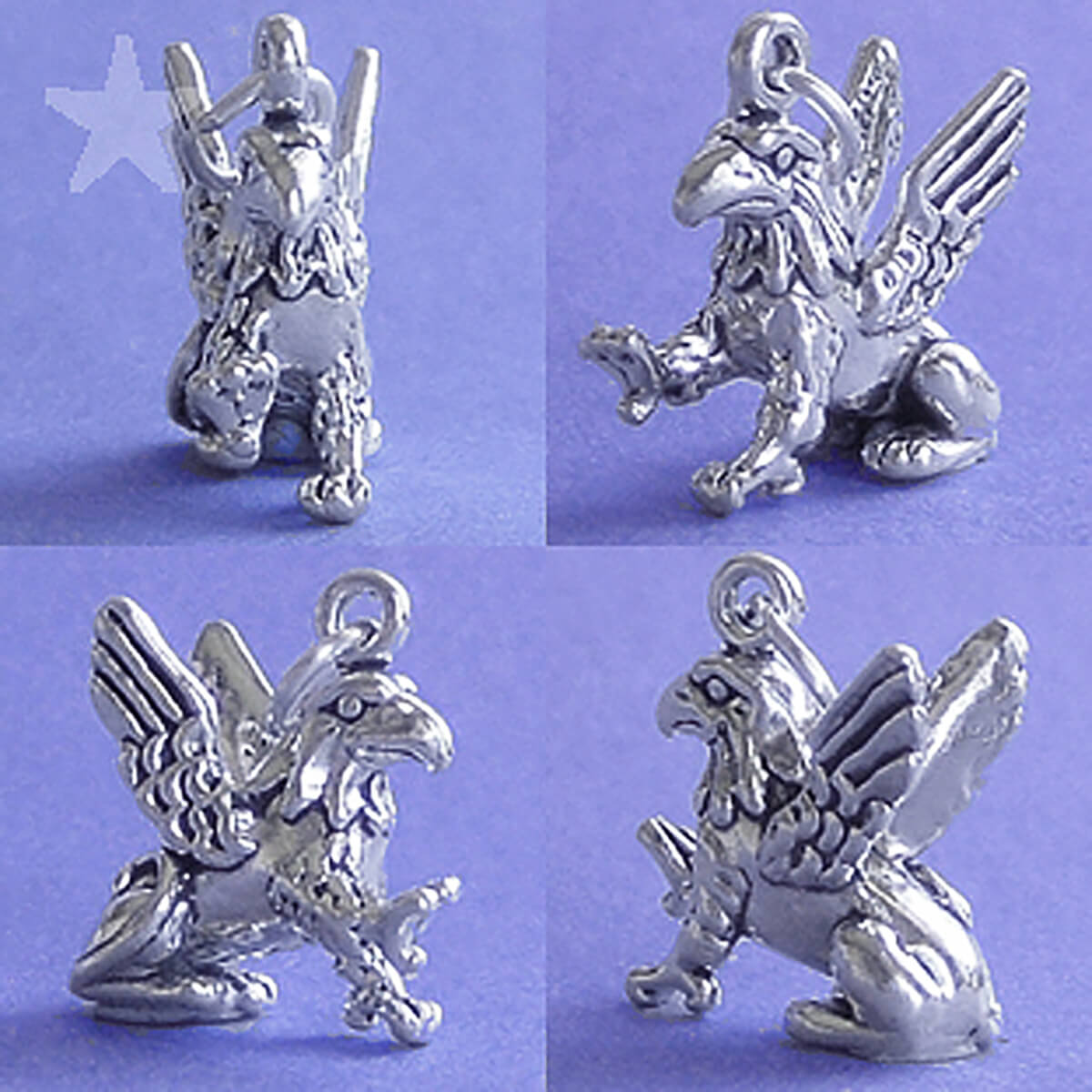 Griffin Charm Sterling Silver Mythical Creature Pendant
