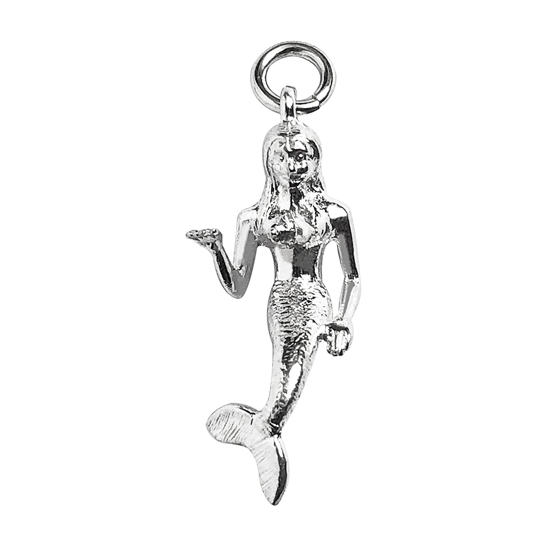 Mermaid Charm Sterling Silver or Gold Pendant