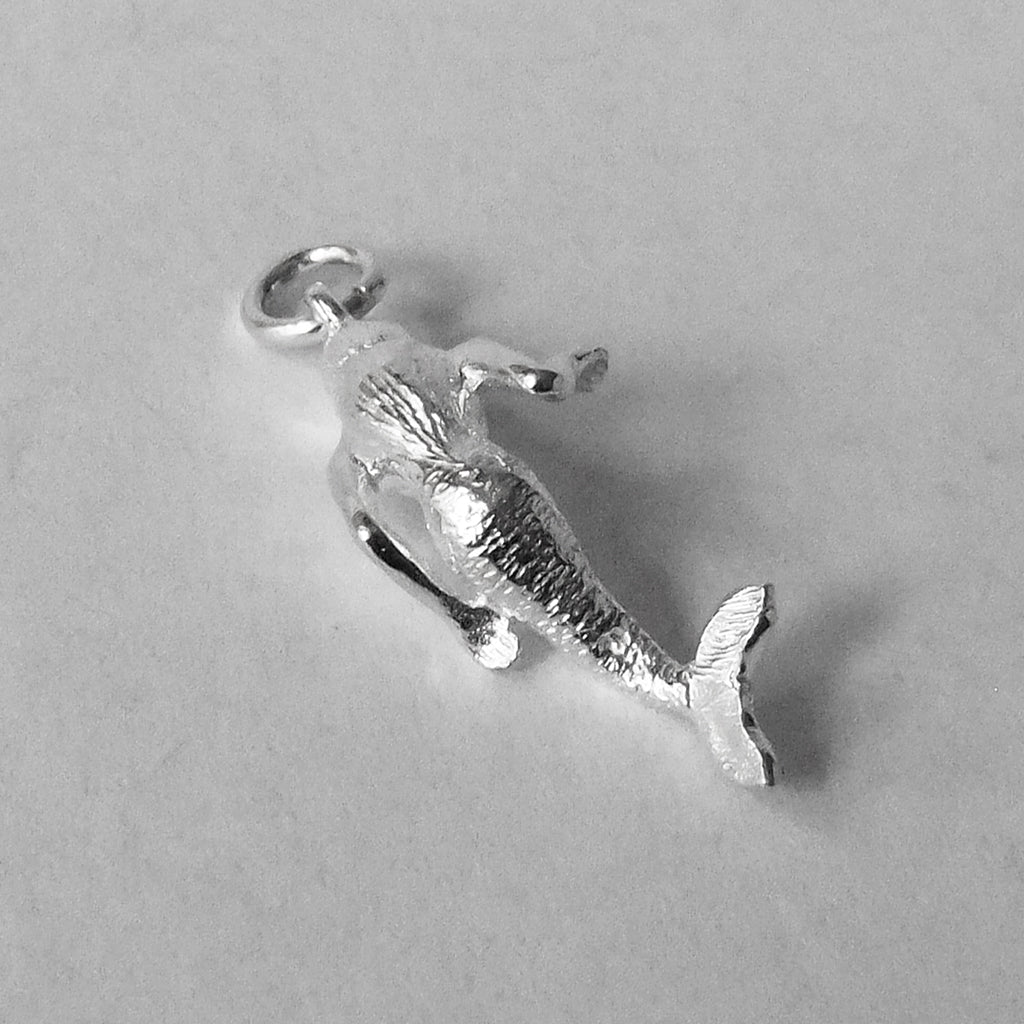Mermaid Charm Reverse Sterling Silver or Gold Pendant
