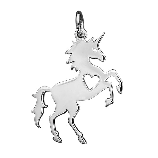 unicorn silhouette with heart charm