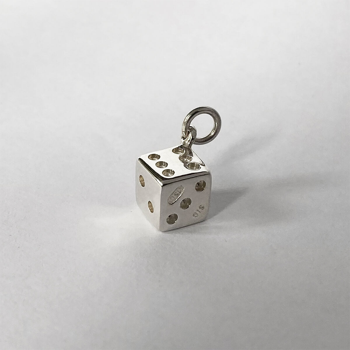 Die charm sterling silver dice pendant
