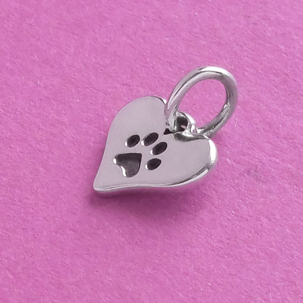 heart with paw print charm