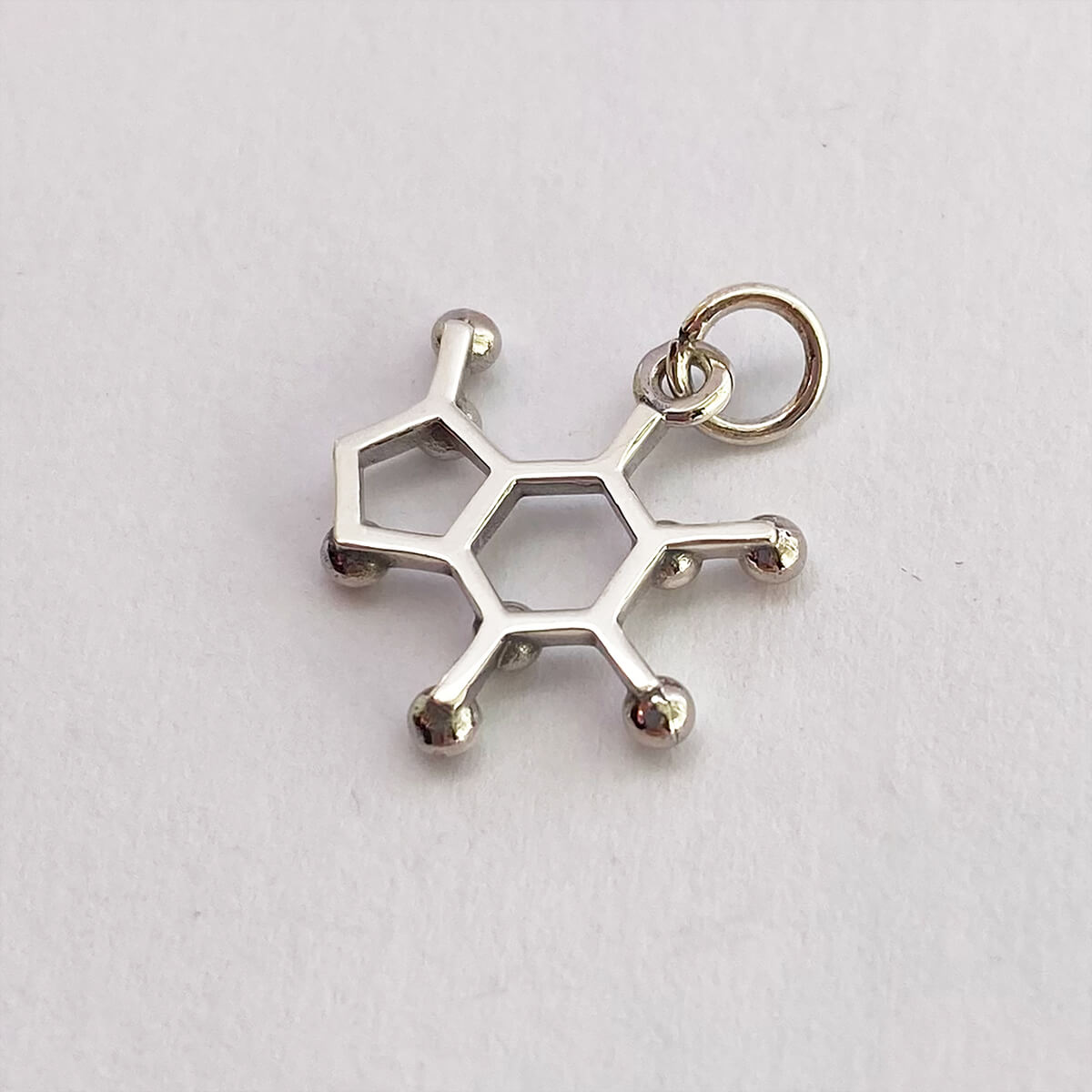 Molecule charm sterling silver science pendant