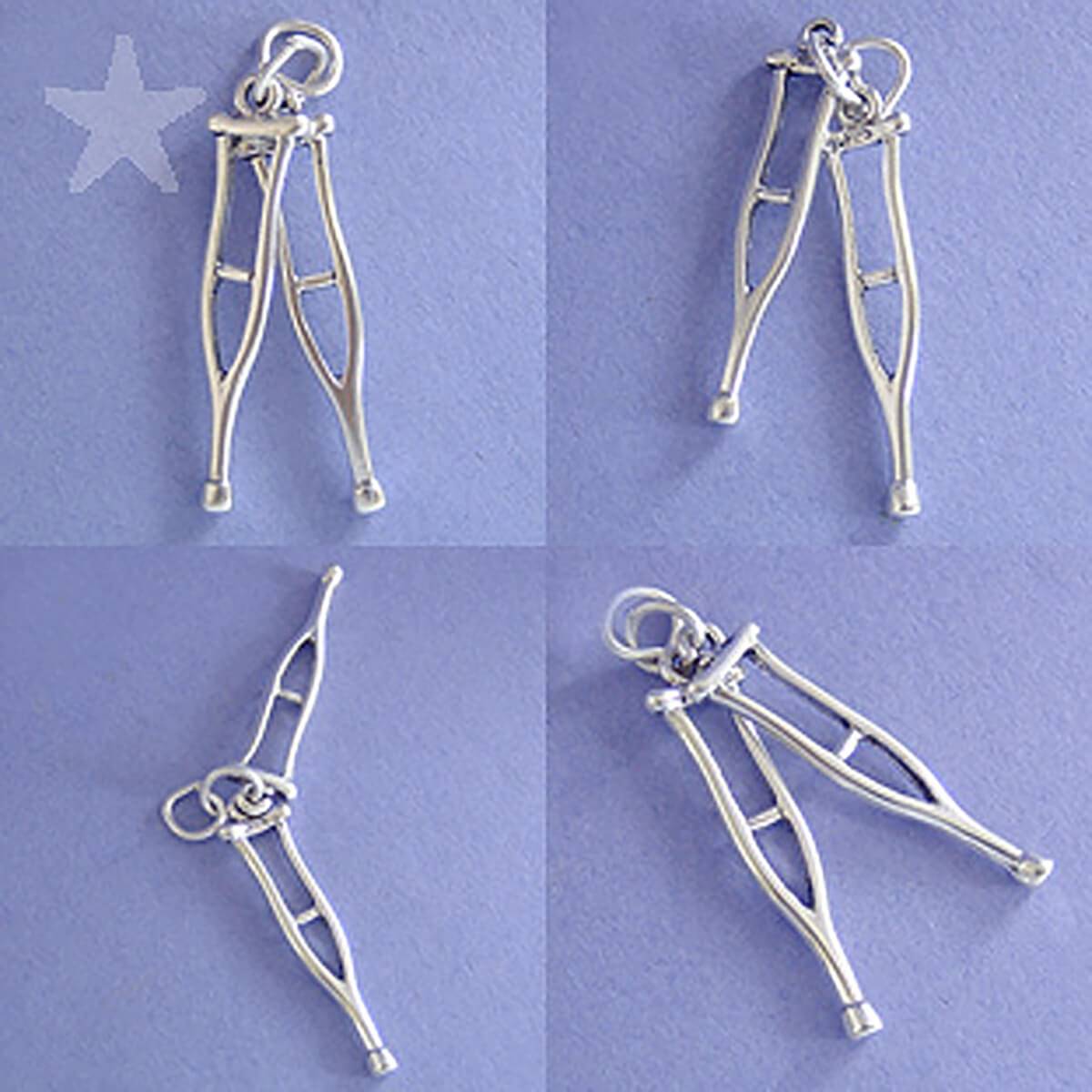 Crutches Charm Sterling Silver Medical Pendant
