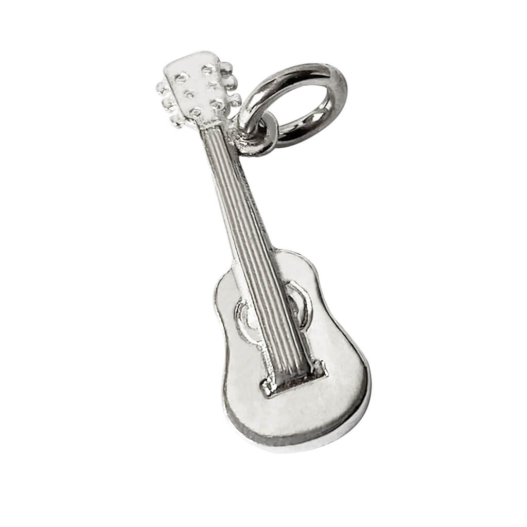 High quality acoustic guitar charm sterling silver pendant Charmarama Charms